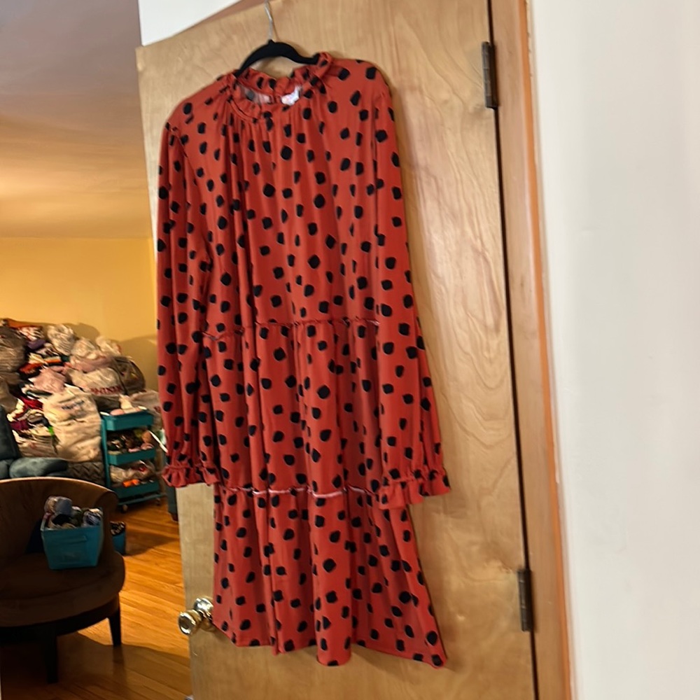 LuLaRoe 2XL Annabella Flowing Midi Dress Orange and Black New without Tag